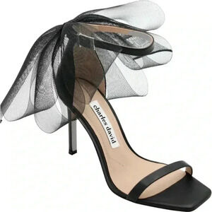 Charles David Emotional Bow Sandals Black Size 9.5 | Old Money Chic Heels